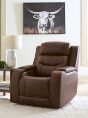 Lullora Furniture - Ashley Furniture - Knightington Living Room - Power Recliner w/Audio Seating / Brown - PCU1160213A