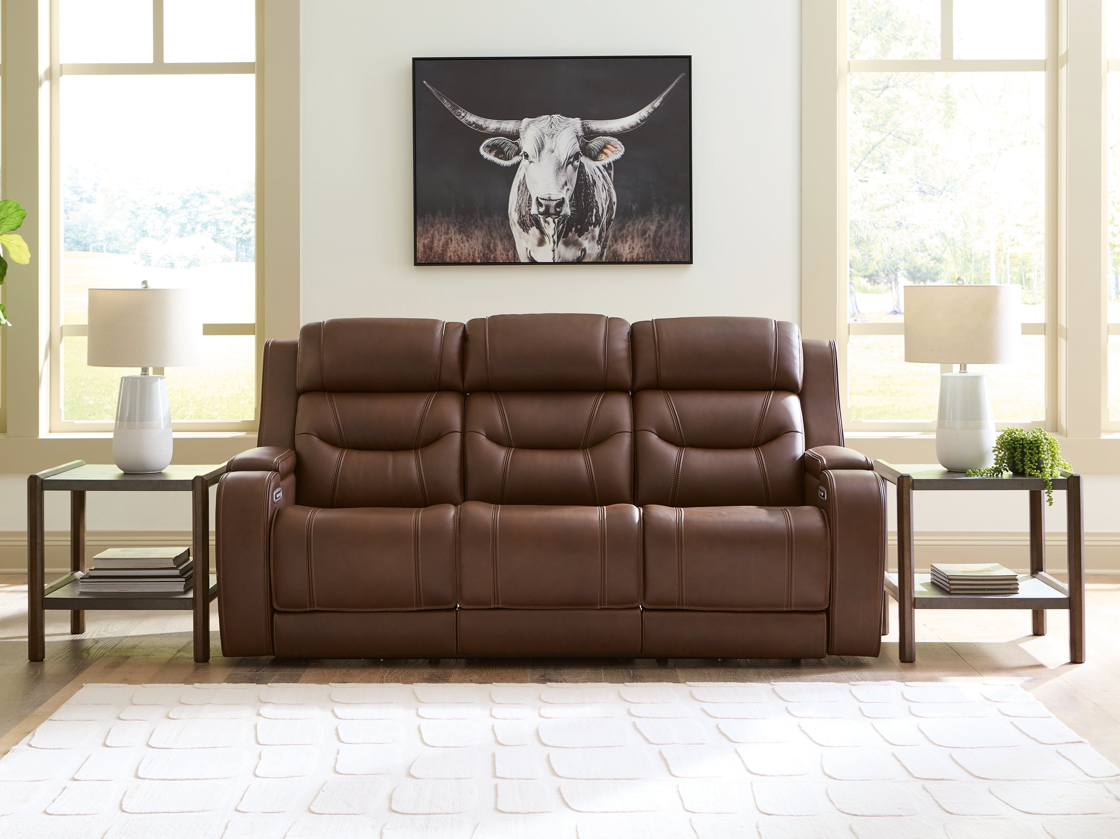 Lullora Furniture - Ashley Furniture - Knightington Living Room - PWR REC Sofa w/Audio Seating / Brown - PCU1160215A