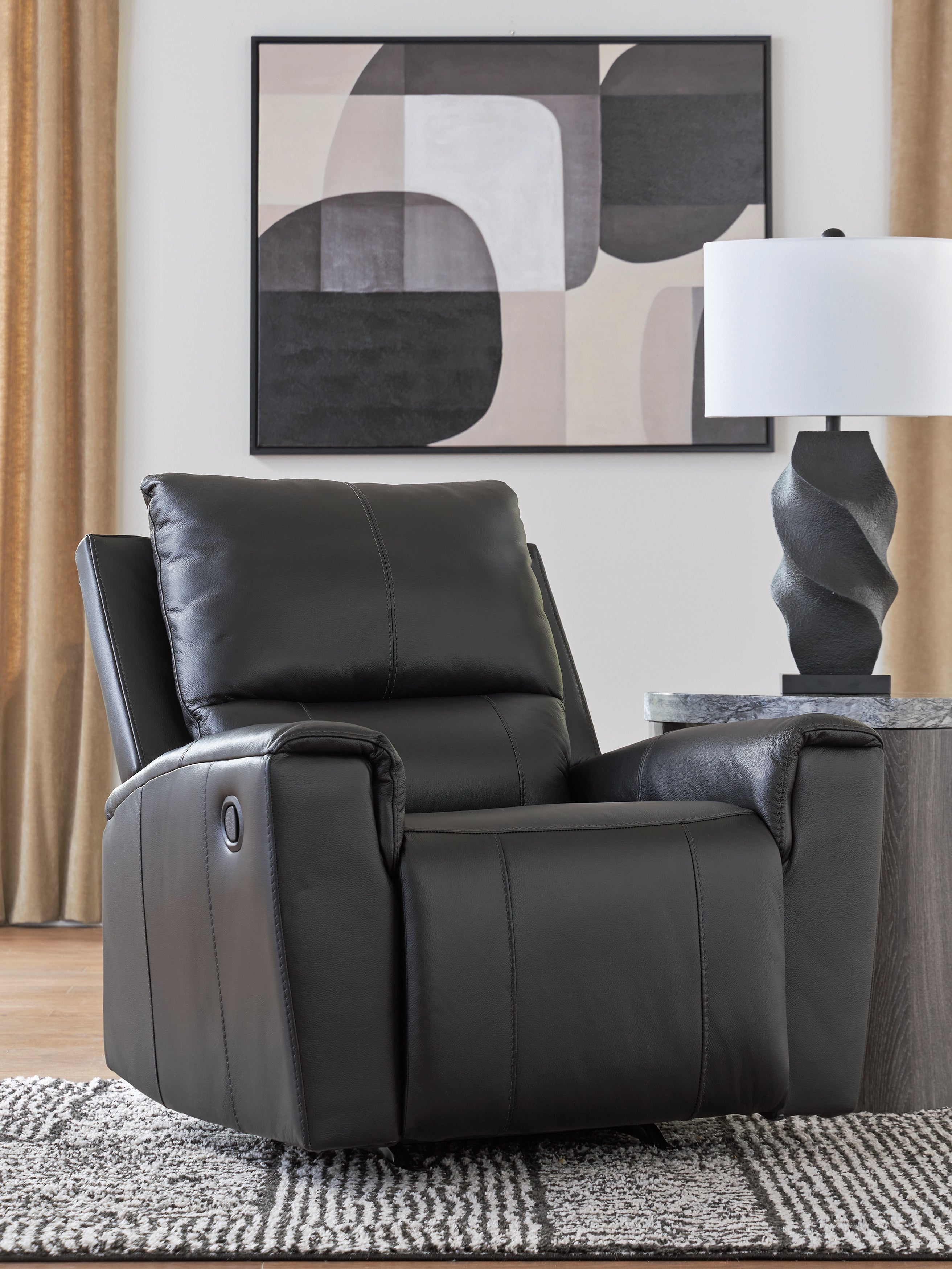 Lullora Furniture - Ashley Furniture - Glossmore Living Room - DBL Rec Loveseat w/Console / Black - PCU1170094