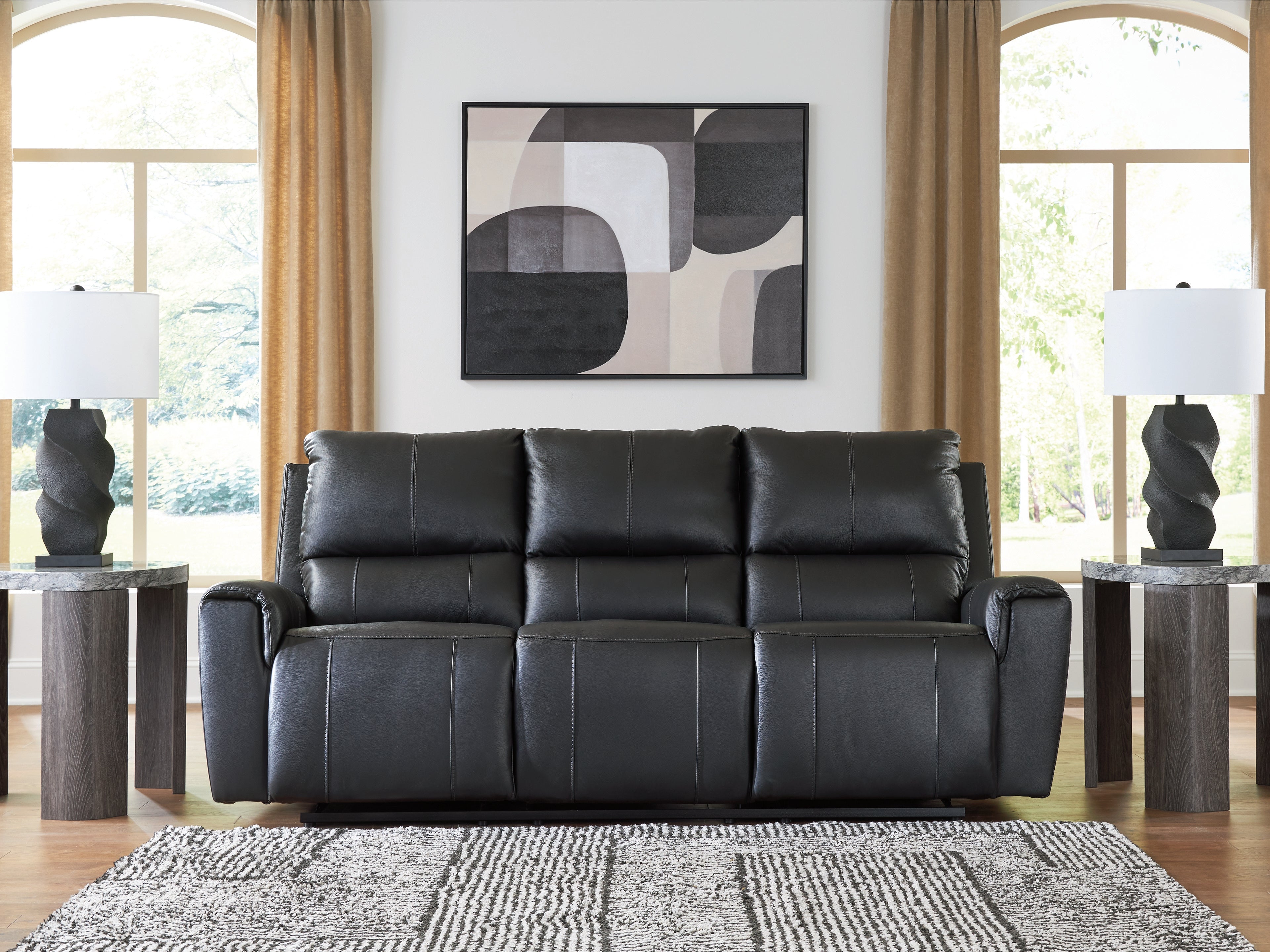 Lullora Furniture - Ashley Furniture - Glossmore Living Room - Reclining Sofa / Black - PCU1170088