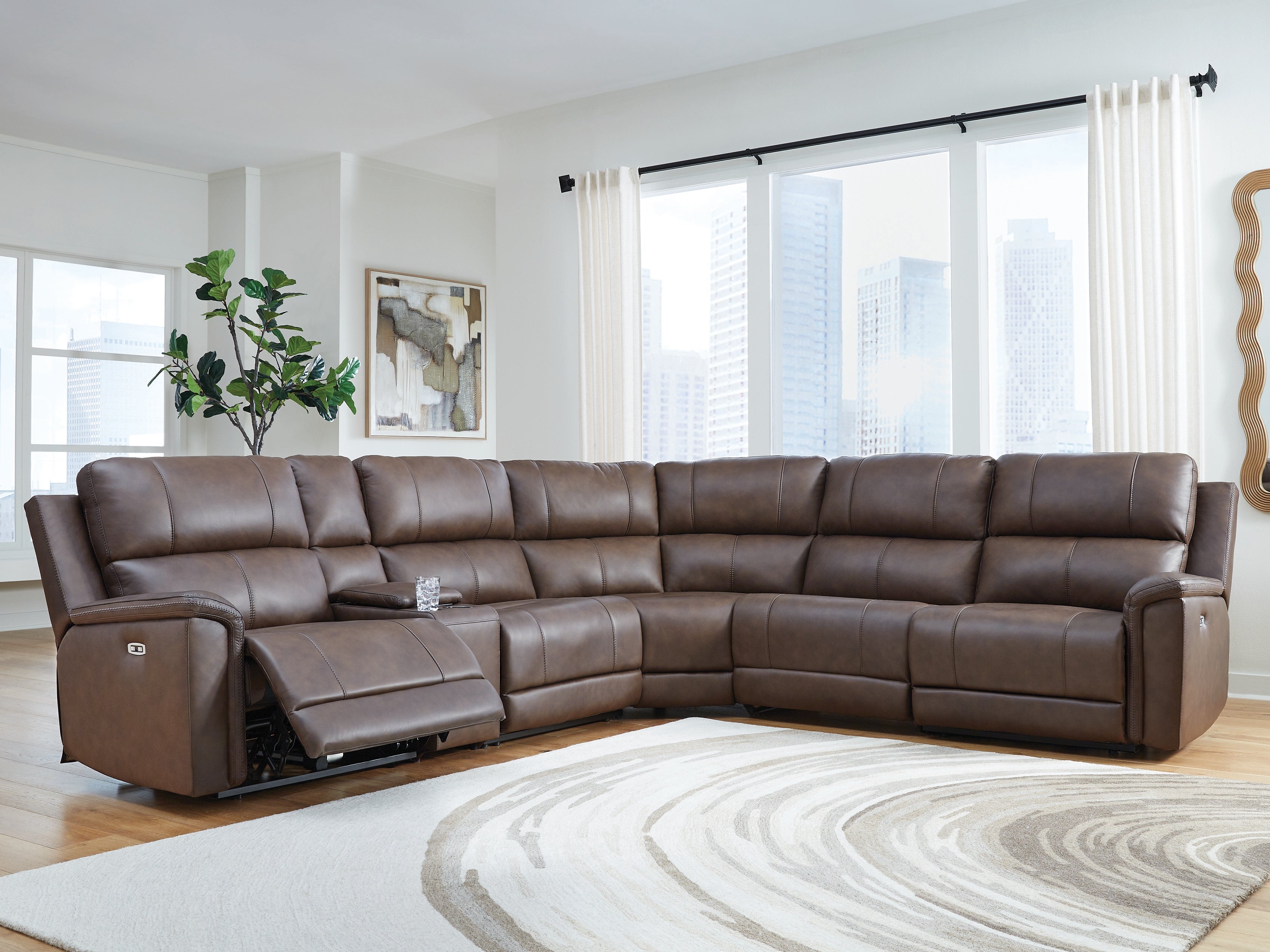 Lullora Furniture - Ashley Furniture - Bleckley Sectional - 6-Piece Power Reclining Sectional / Espresso - PCU12001S5