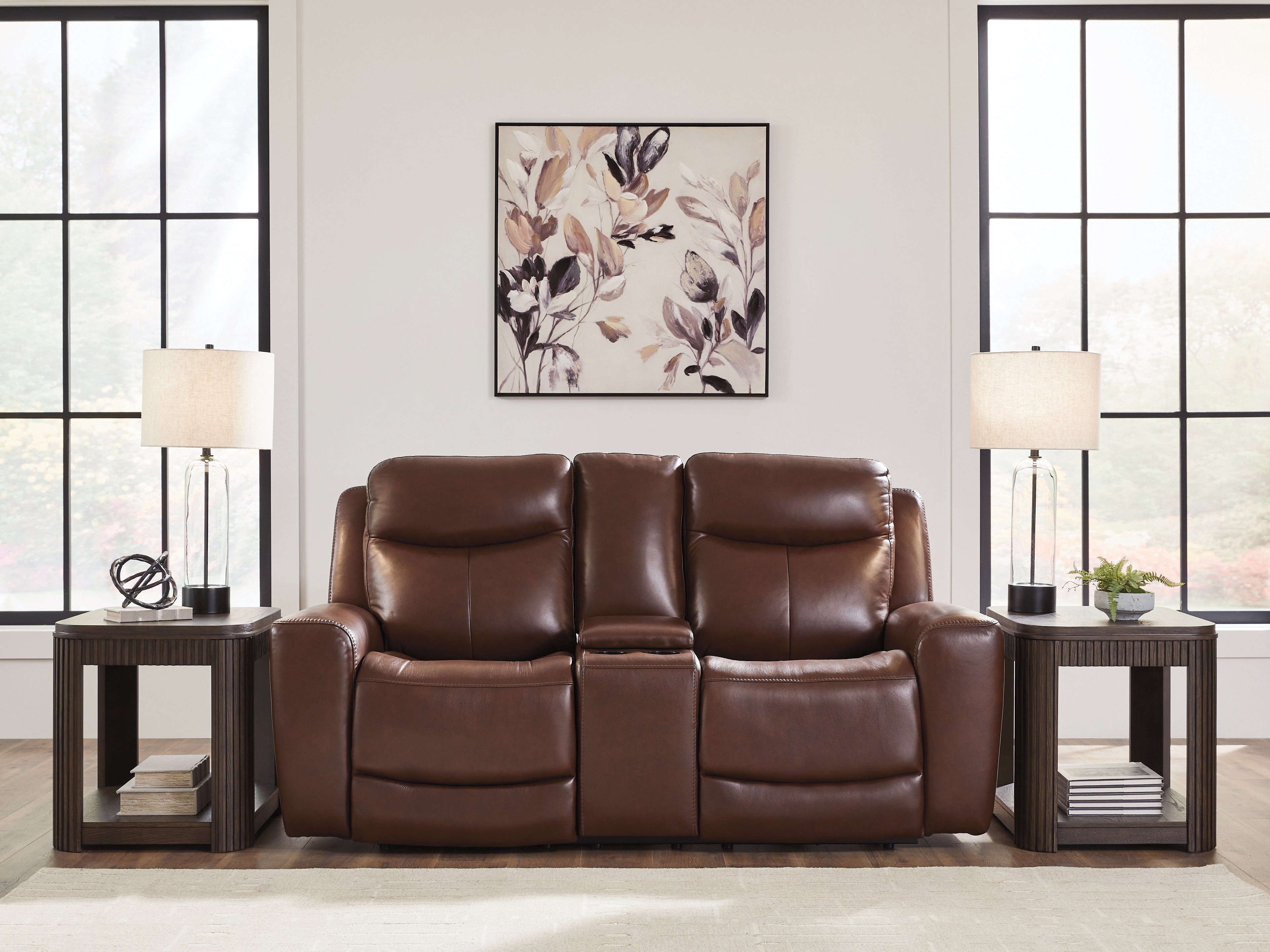 Lullora Furniture - Ashley Furniture - Next Move Living Room - PWR REC Loveseat/CON/ADJ HDRST / Mahogany - PCU1210218