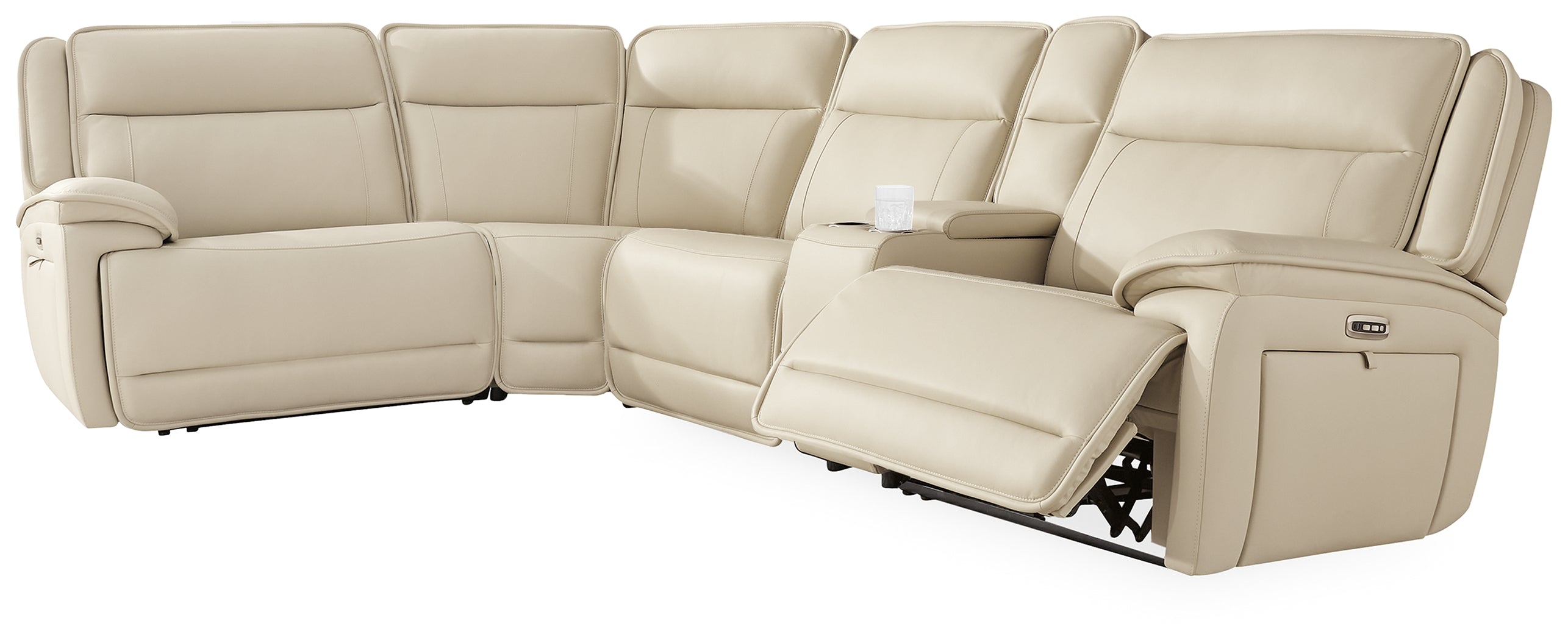 Lullora Furniture - Ashley Furniture - Double Deal Sectional - 5-Piece Reclining Sectional with Console / Almond - U13001S8