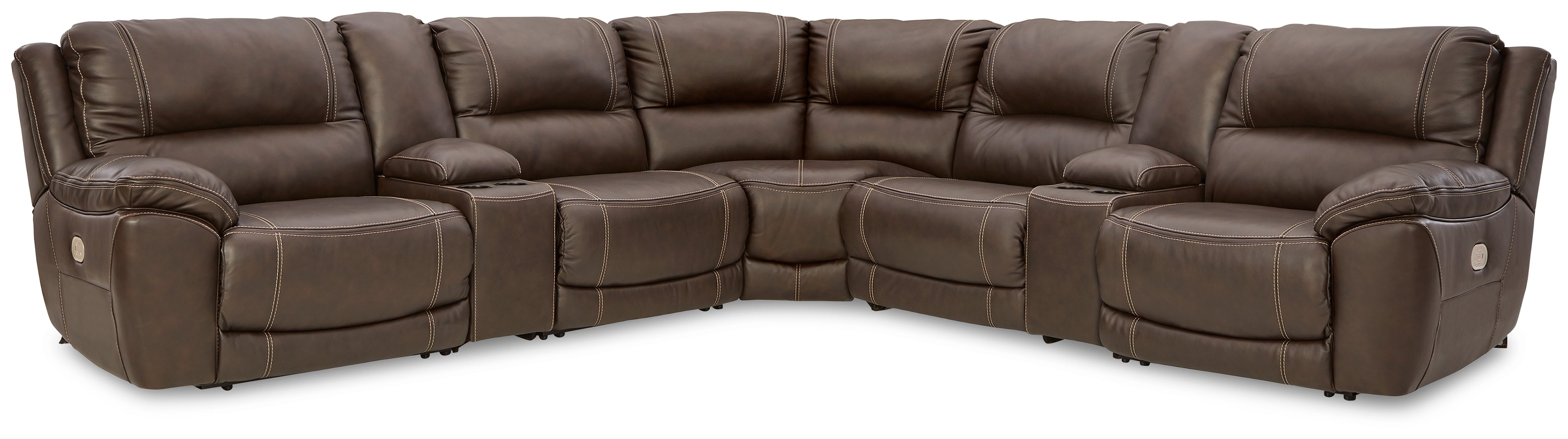 Lullora Furniture - Ashley Furniture - Dunleith Sectional - 7-Piece Power Reclining Sectional / Chocolate - U71604S7