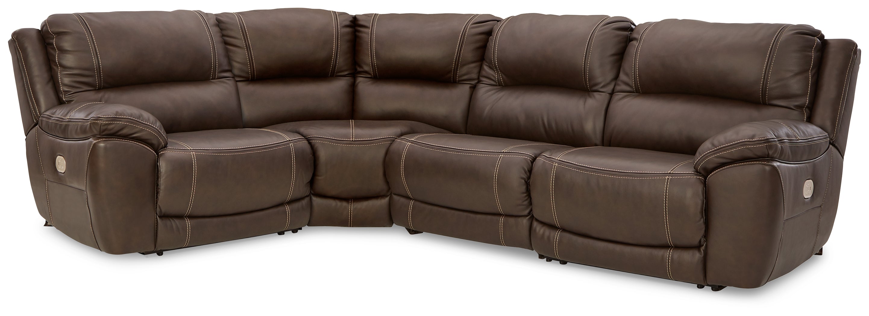 Lullora Furniture - Ashley Furniture - Dunleith Sectional - 4-Piece Power Reclining Sectional / Chocolate - U71604S6