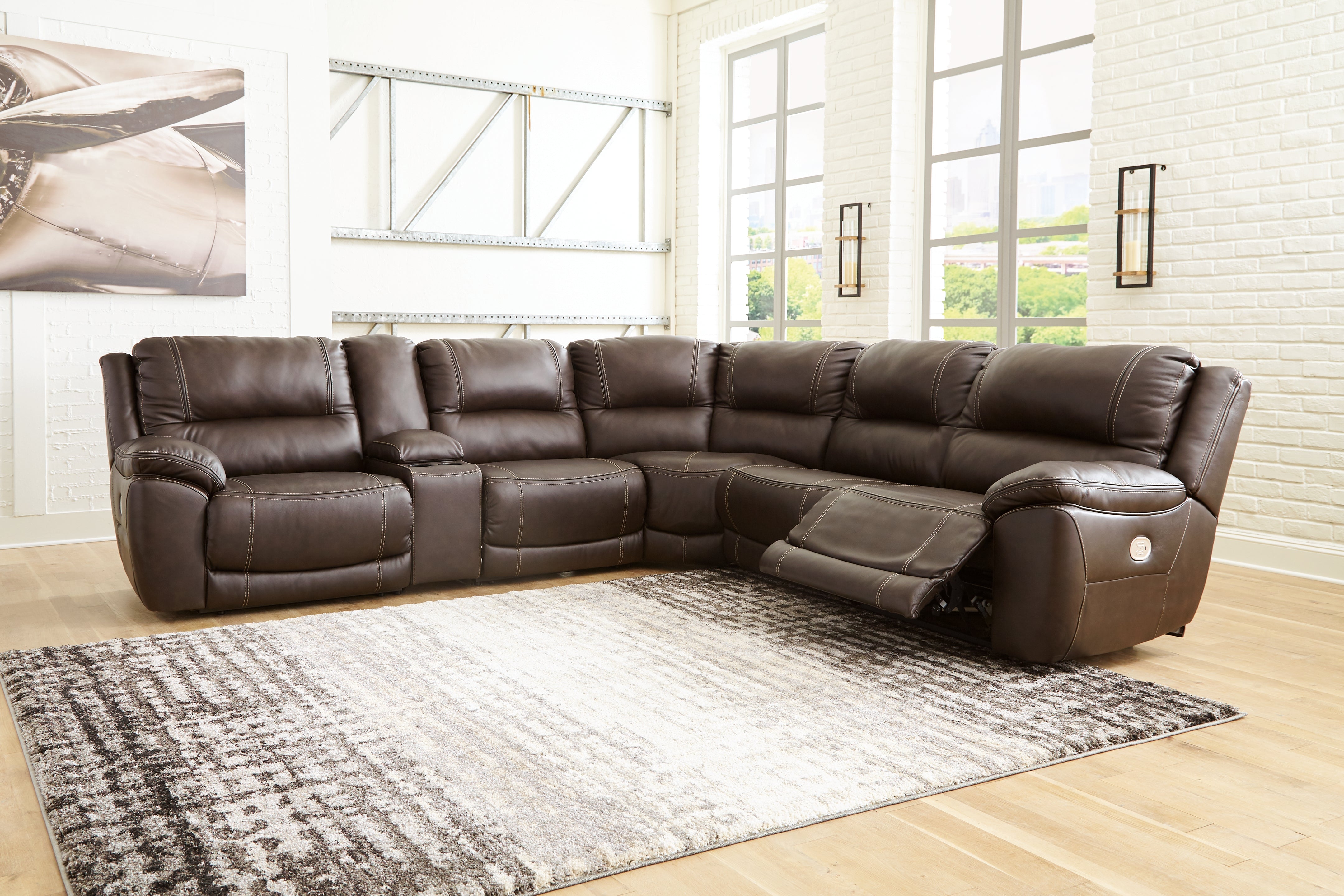 Lullora Furniture - Ashley Furniture - Dunleith Sectional - 6-Piece Power Reclining Sectional / Chocolate - U71604S2