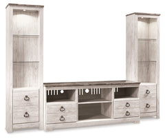 Lullora Furniture - Ashley Furniture - Willowton 3-Piece Entertainment Center - 3-Piece Entertainment Center / Whitewash - W267W16