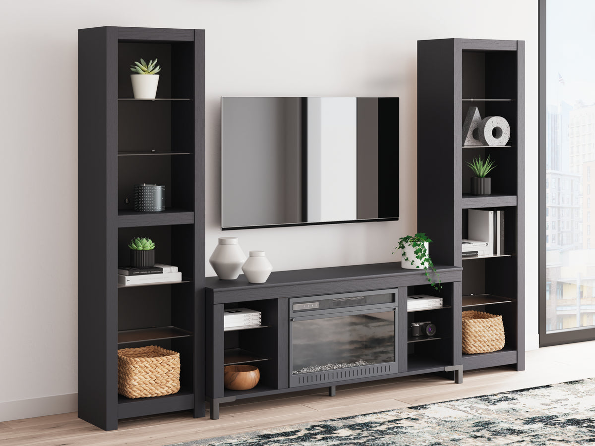 Lullora Furniture - Ashley Furniture - Cayberry 3-Piece Entertainment Center with Electric Fireplace - 3-Piece Entertainment Center with Electric Fireplace / Black - W2721W2