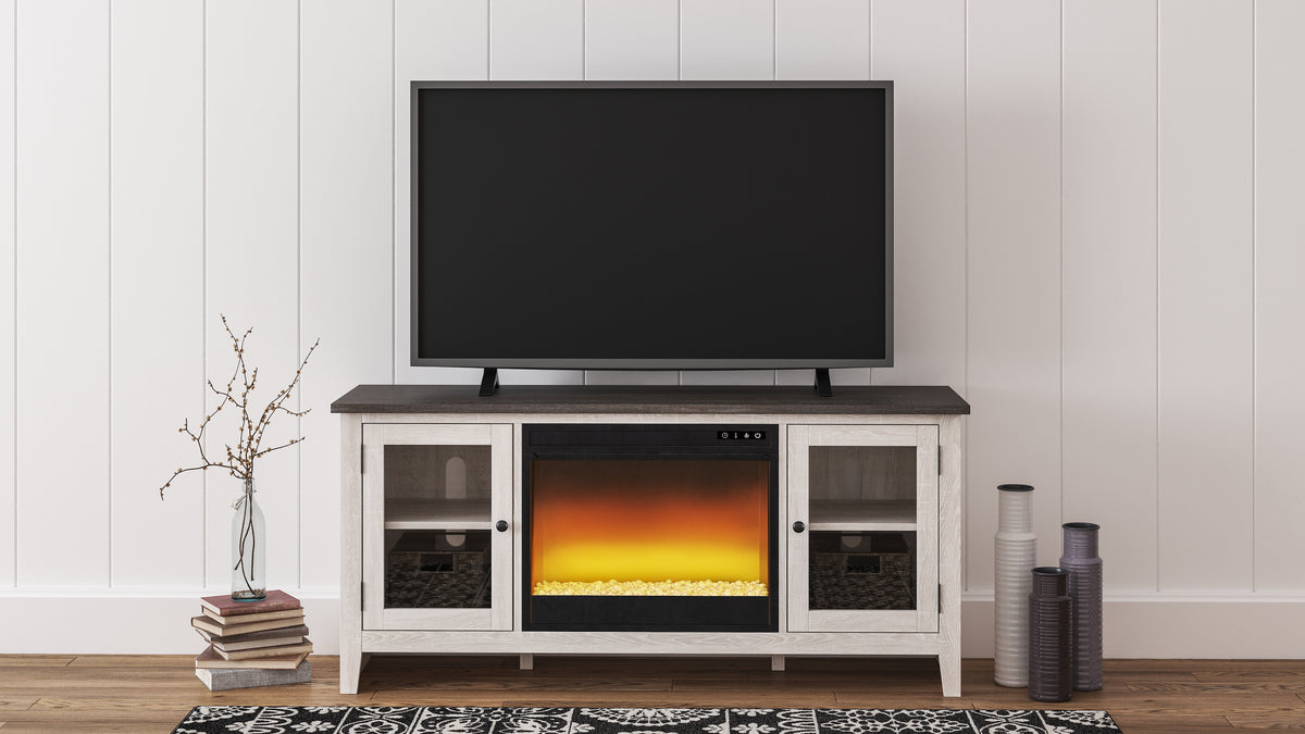 Lullora Furniture - Ashley Furniture - Dorrinson 60" TV Stand with Electric Fireplace - 60" TV Stand with Electric Fireplace / Two-tone - W287W2