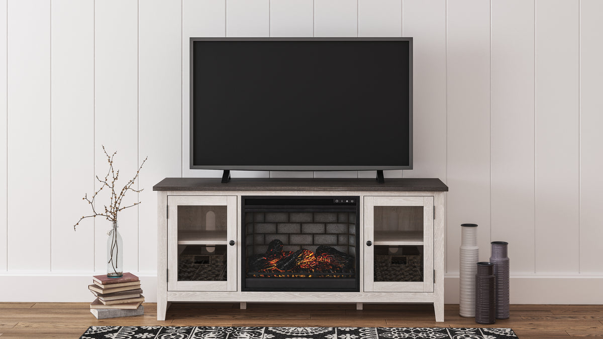 Lullora Furniture - Ashley Furniture - Dorrinson 60" TV Stand with Electric Fireplace - 60" TV Stand with Electric Fireplace / Two-tone - W287W3