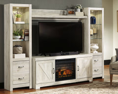 Lullora Furniture - Ashley Furniture - Bellaby 4-Piece Entertainment Center with Electric Fireplace - 4-Piece Entertainment Center with Electric Fireplace / Whitewash - W331W8