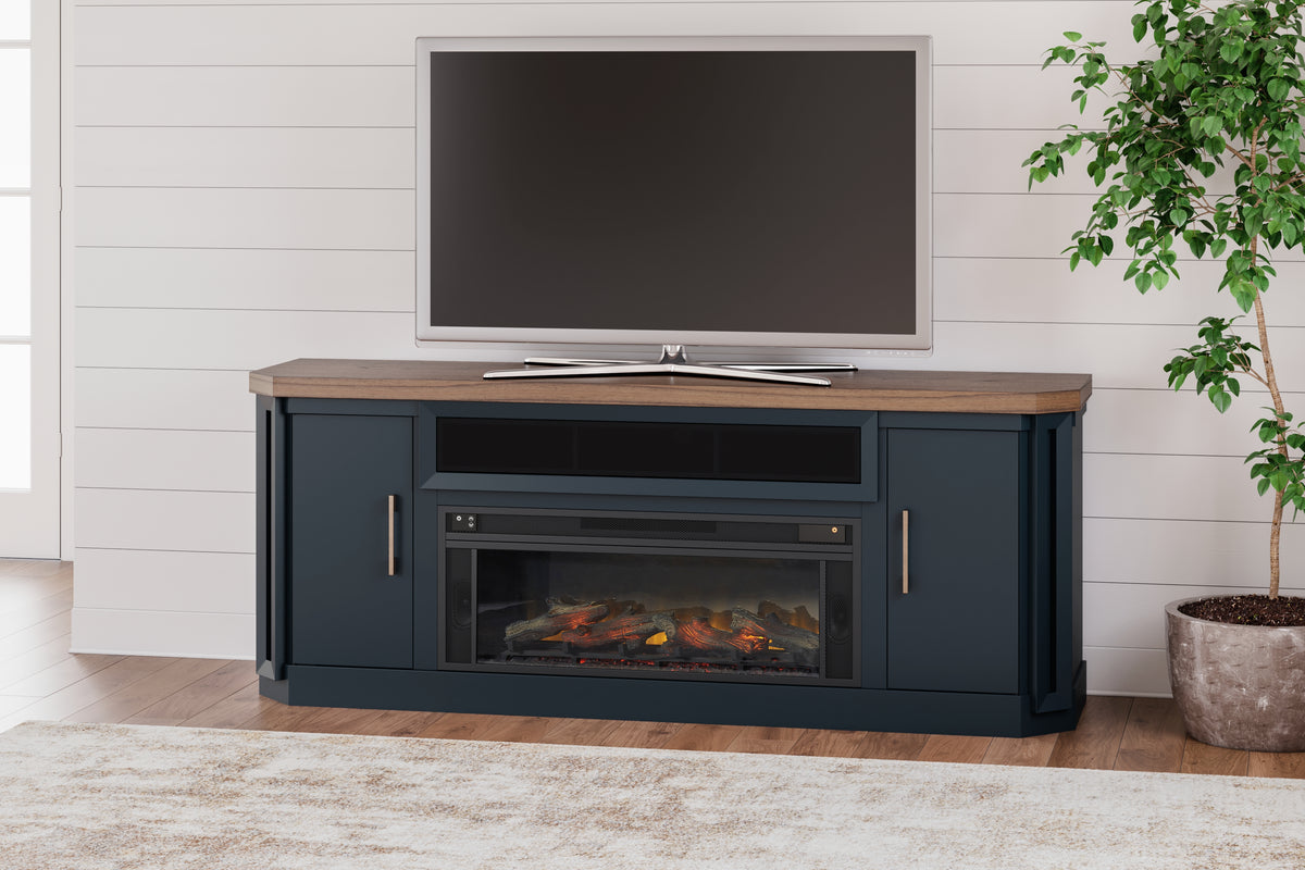 Lullora Furniture - Ashley Furniture - Landocken 83" TV Stand - 83" / Brown/Blue - W402-68