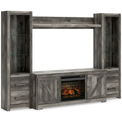 Lullora Furniture - Ashley Furniture - Wynnlow 4-Piece Entertainment Center with Electric Fireplace - 4-Piece Entertainment Center with Electric Fireplace / Gray - W440W8