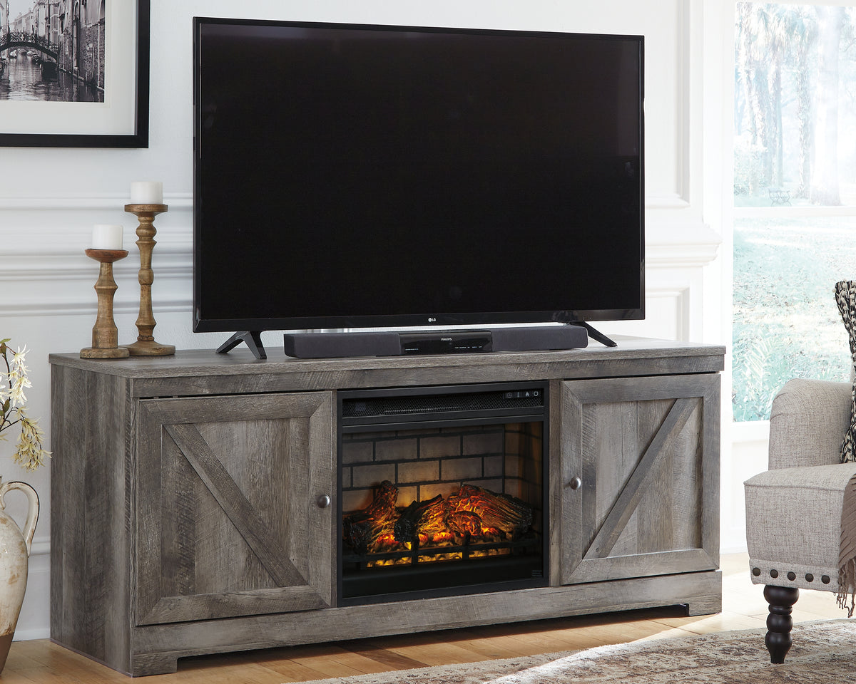 Lullora Furniture - Ashley Furniture - Wynnlow 63" TV Stand with Electric Fireplace - 63" TV Stand with Electric Fireplace / Gray - W440W9