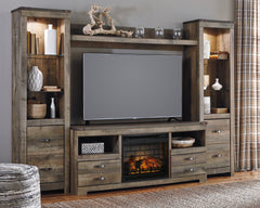Lullora Furniture - Ashley Furniture - Trinell 4-Piece Entertainment Center with Electric Fireplace - 4-Piece Entertainment Center with Electric Fireplace / Brown - W446W8