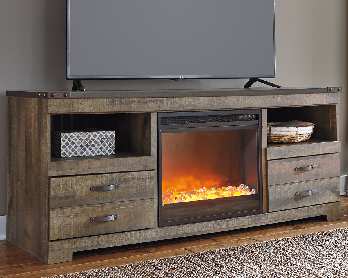 Lullora Furniture - Ashley Furniture - Trinell 63" TV Stand with Electric Fireplace - 63" TV Stand with Electric Fireplace / Brown - W446W5