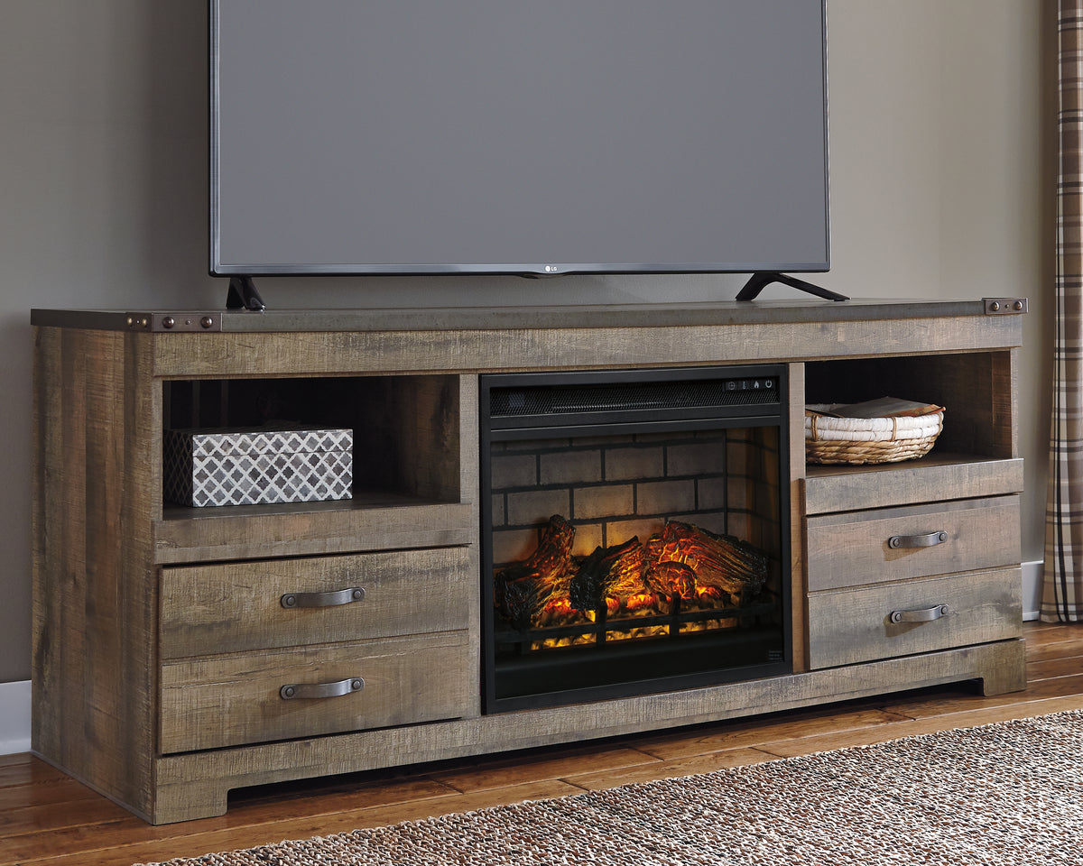 Lullora Furniture - Ashley Furniture - Trinell 63" TV Stand with Electric Fireplace - 63" TV Stand with Electric Fireplace / Brown - W446W9