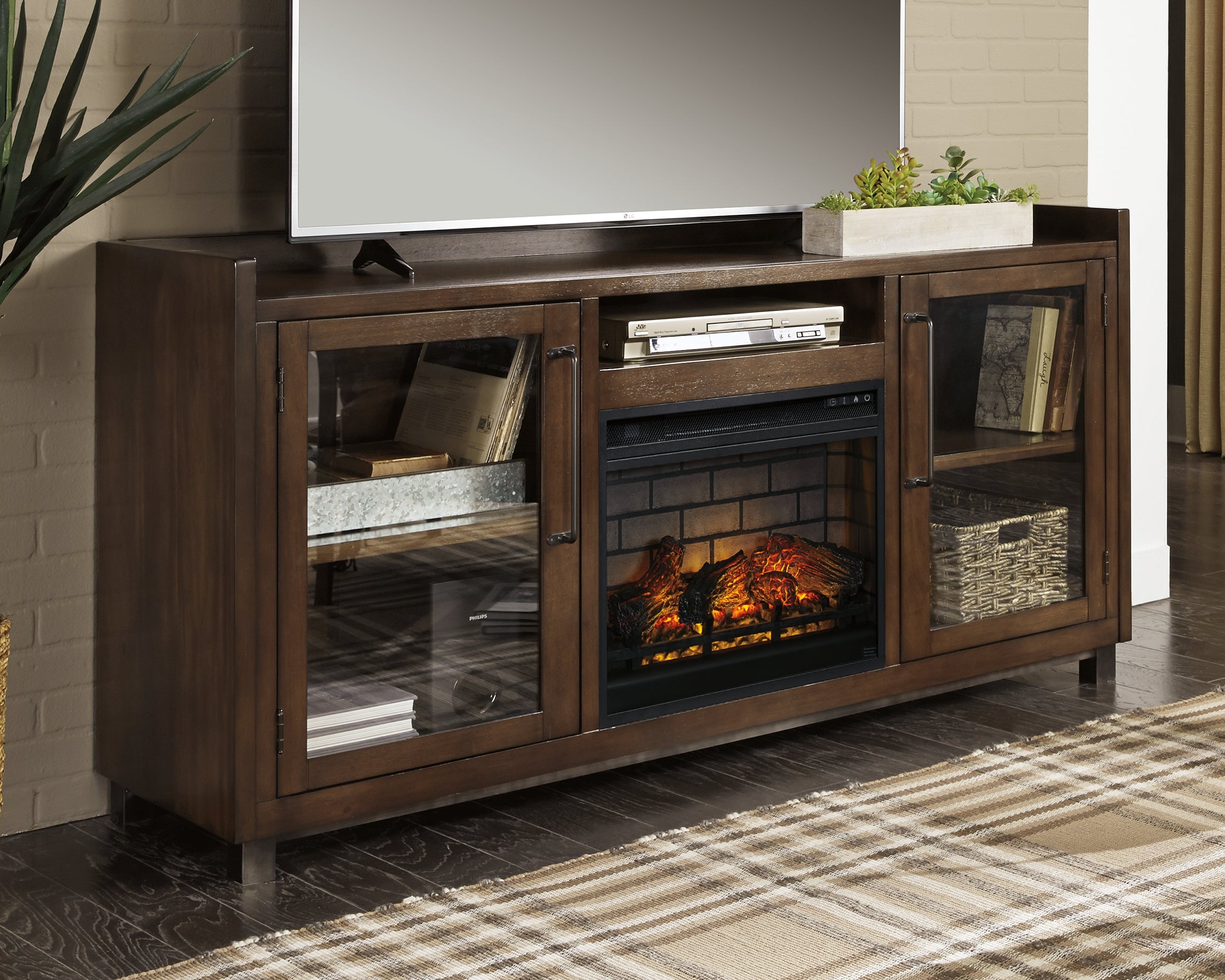 Lullora Furniture - Ashley Furniture - Starmore 70" TV Stand with Electric Fireplace - 70" TV Stand with Electric Fireplace / Brown - W633W5