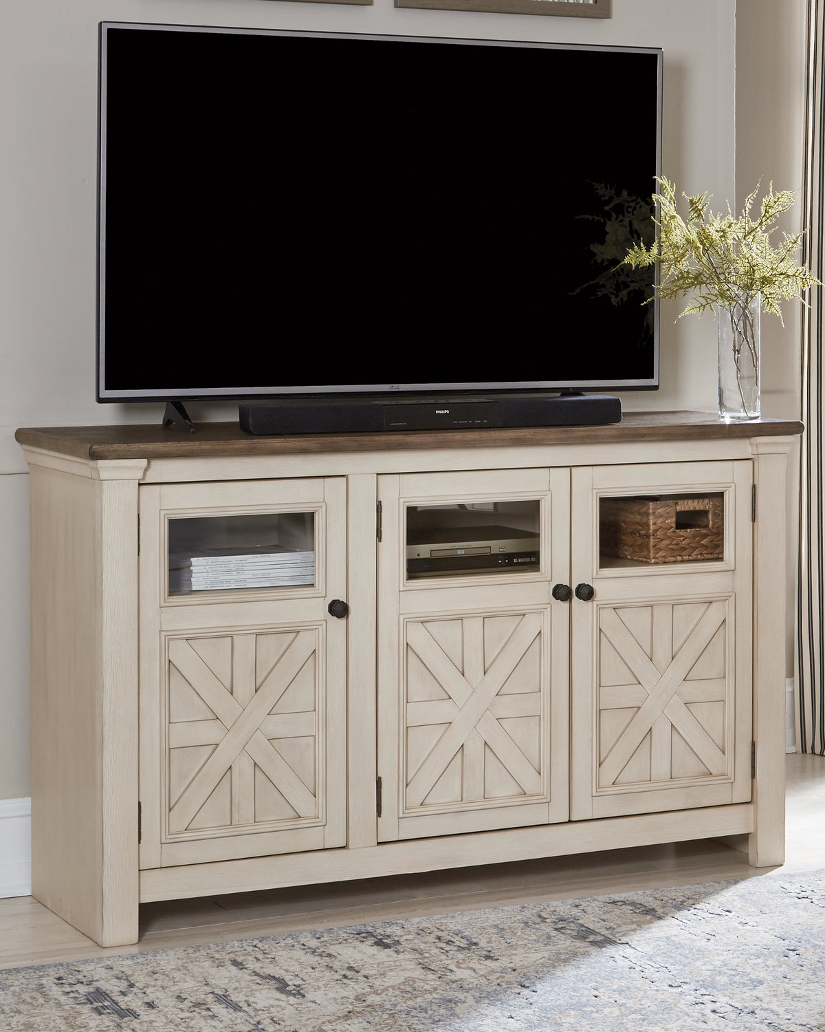 Lullora Furniture - Ashley Furniture - Bolanburg 60" TV Stand - 60" / White/Weathered Gray - W647-38