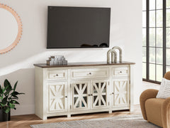 Lullora Furniture - Ashley Furniture - Bolanburg 73" TV Stand - 73" / White/Weathered Gray - W647-68