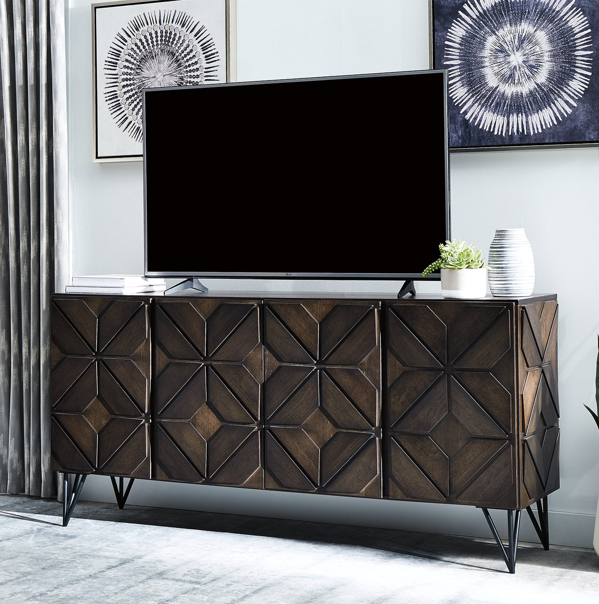 Lullora Furniture - Ashley Furniture - Chasinfield 72" TV Stand - 72" / Dark Brown - W648-68