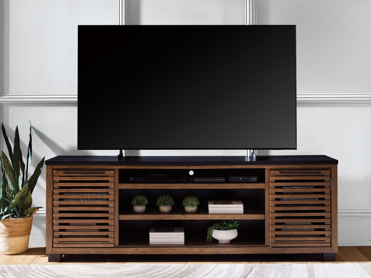 Lullora Furniture - Ashley Furniture - Kallari 84" TV Stand - 84" / Warm Brown/Black - W737-78