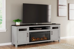 Lullora Furniture - Ashley Furniture - Darborn 88" TV Stand with Electric Fireplace - 88" TV Stand with Electric Fireplace / Gray/Brown - W796W1