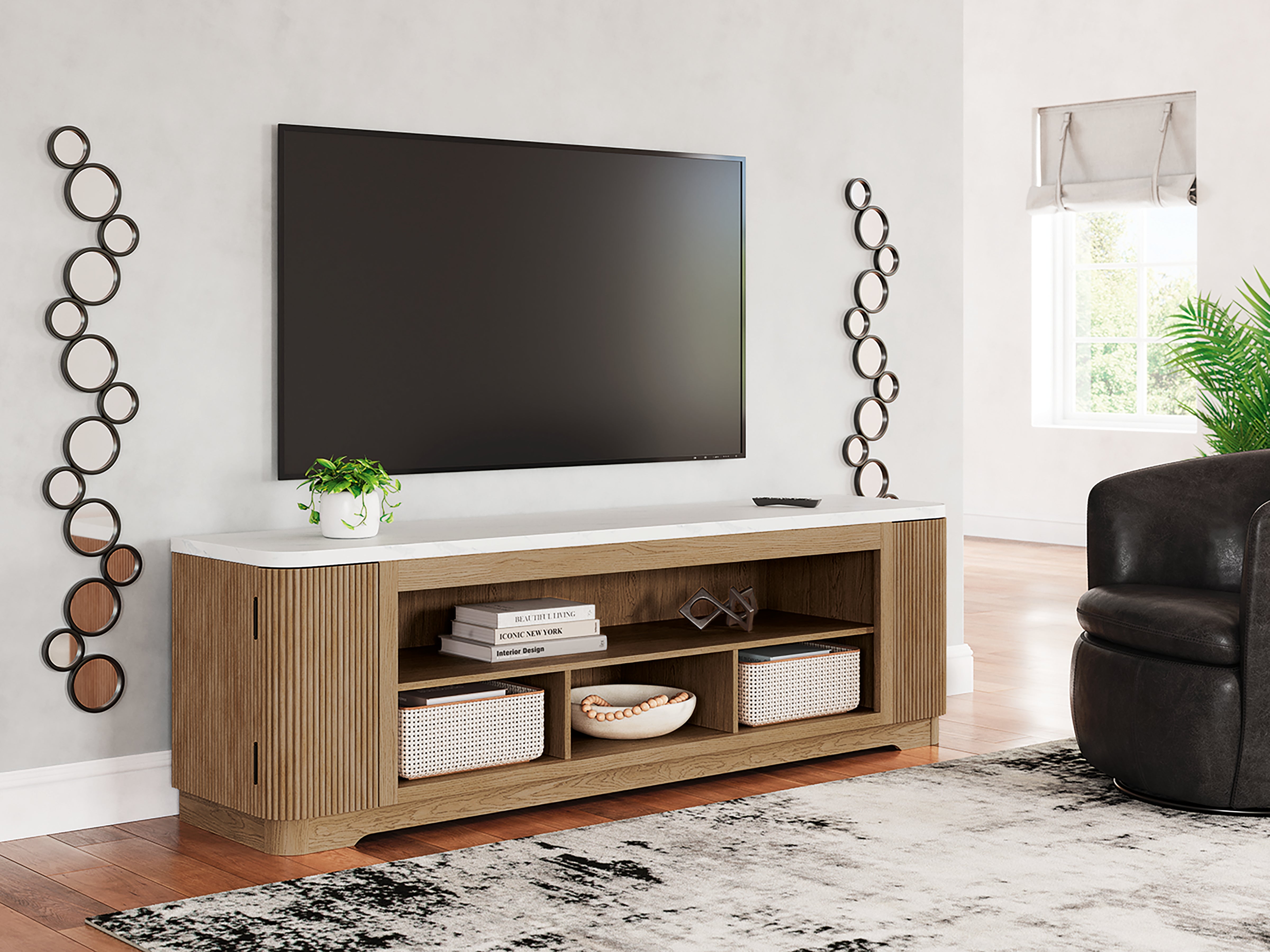 Lullora Furniture - Ashley Furniture - Camdill 80" TV Stand - 80" / Light Brown - W808-68
